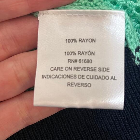 525 America Blue And Green Striped Open Knit Sweater Size M - Picture 7 of 8